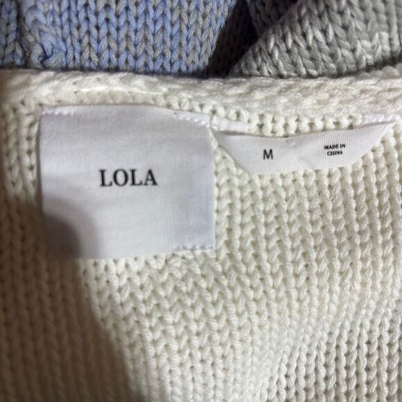 Lola Ombre Knit Stripe Open Front Hooded Cardigan Sweater M Cottage Boho Beach - Picture 3 of 13